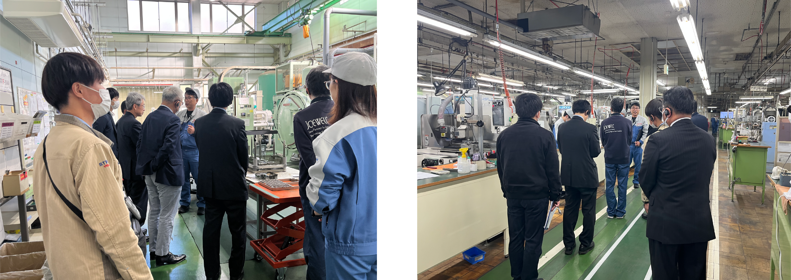 パンチ工業北上工場を日本鉄鋼協会東北支部と日本塑性加工学会東北・北海道支部の会員が見学している様子